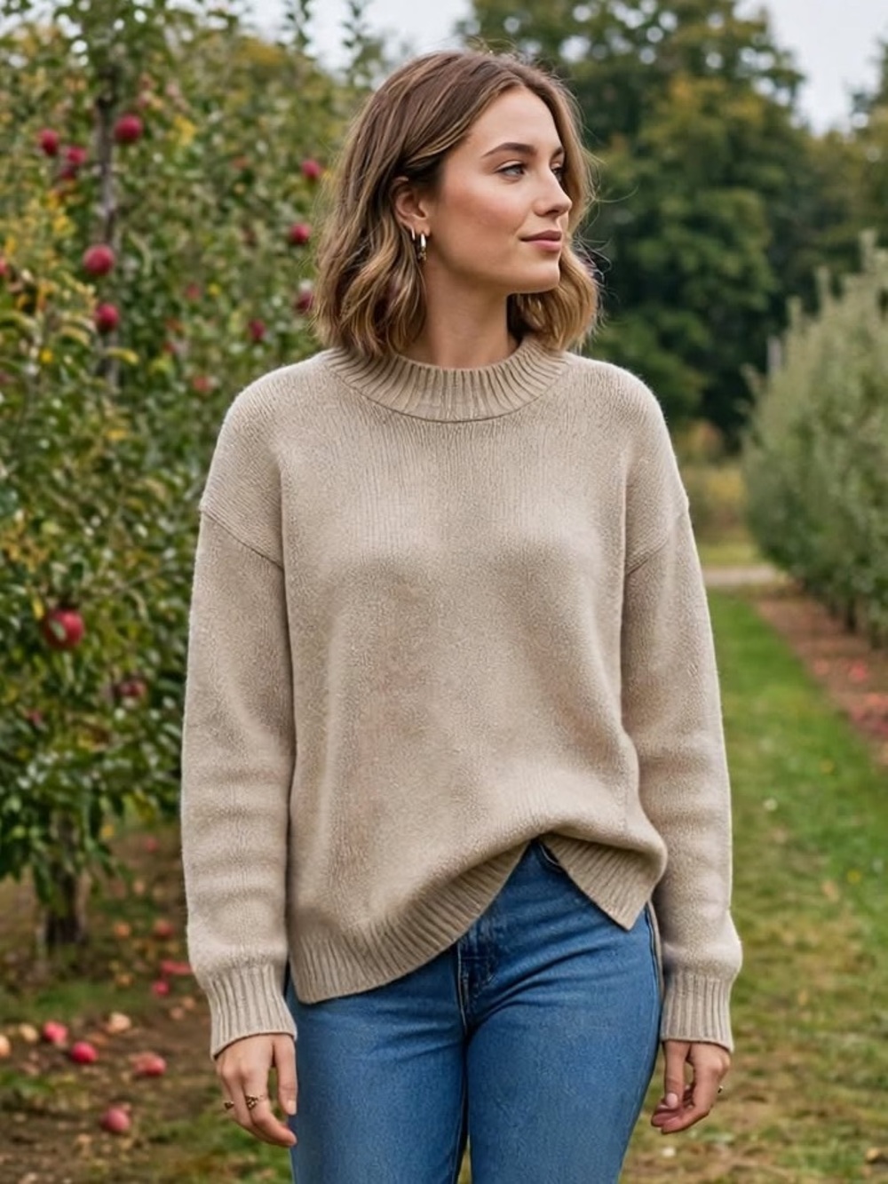 Cotton Emporium Chuck knit beige tunic sweater size small NWT